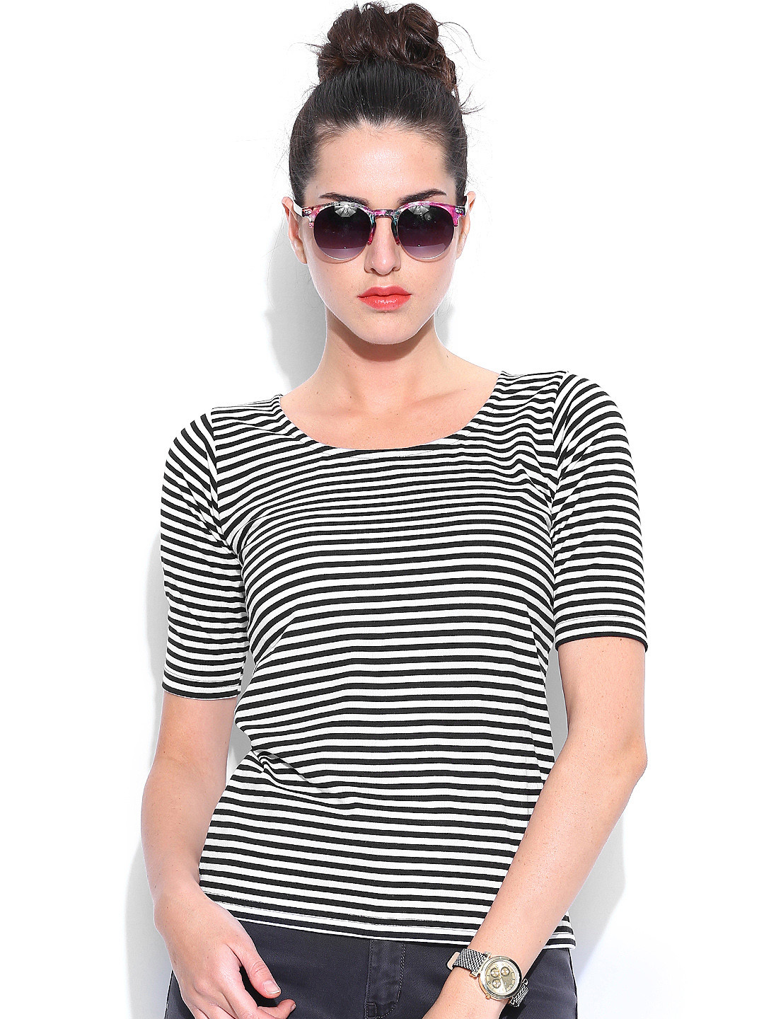 Miss Chase Women Black & White Striped Top
Miss Chase Women Black & White Striped Top