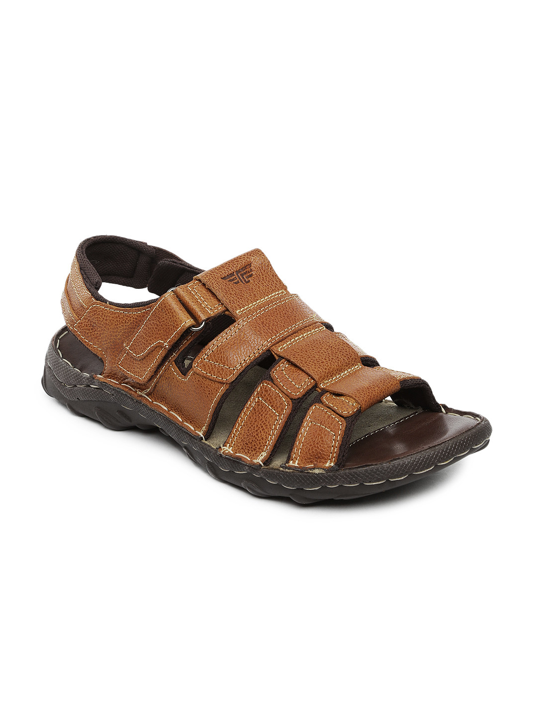 Myntra Red Tape Men Brown Leather Sandals 753015 | Buy Myntra Red Tape Sandals at best price 