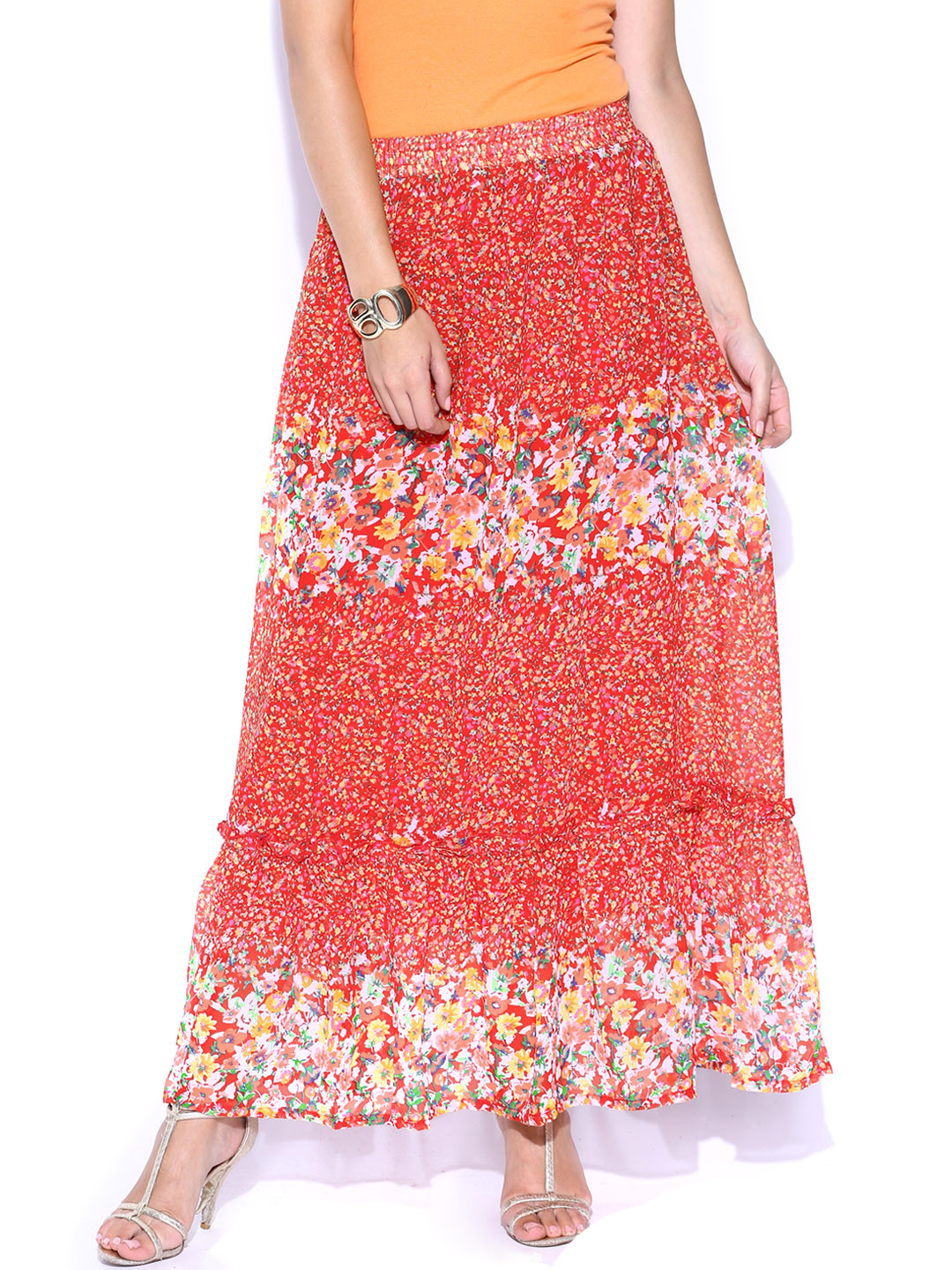 Myntra Honey by Pantaloons Red Printed Maxi Skirt 771863 Buy Myntra