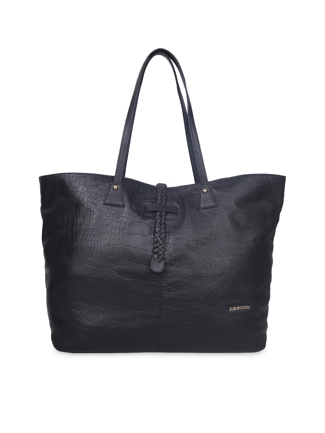 Myntra Justanned Women Black Leather Tote Bag 809448 | Buy Myntra Justanned Tote Bags at best ...