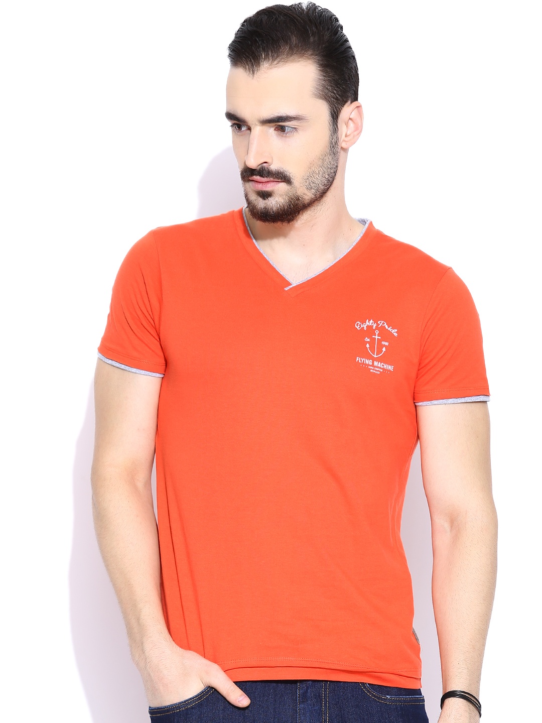 Flying Machine Orange T-shirt