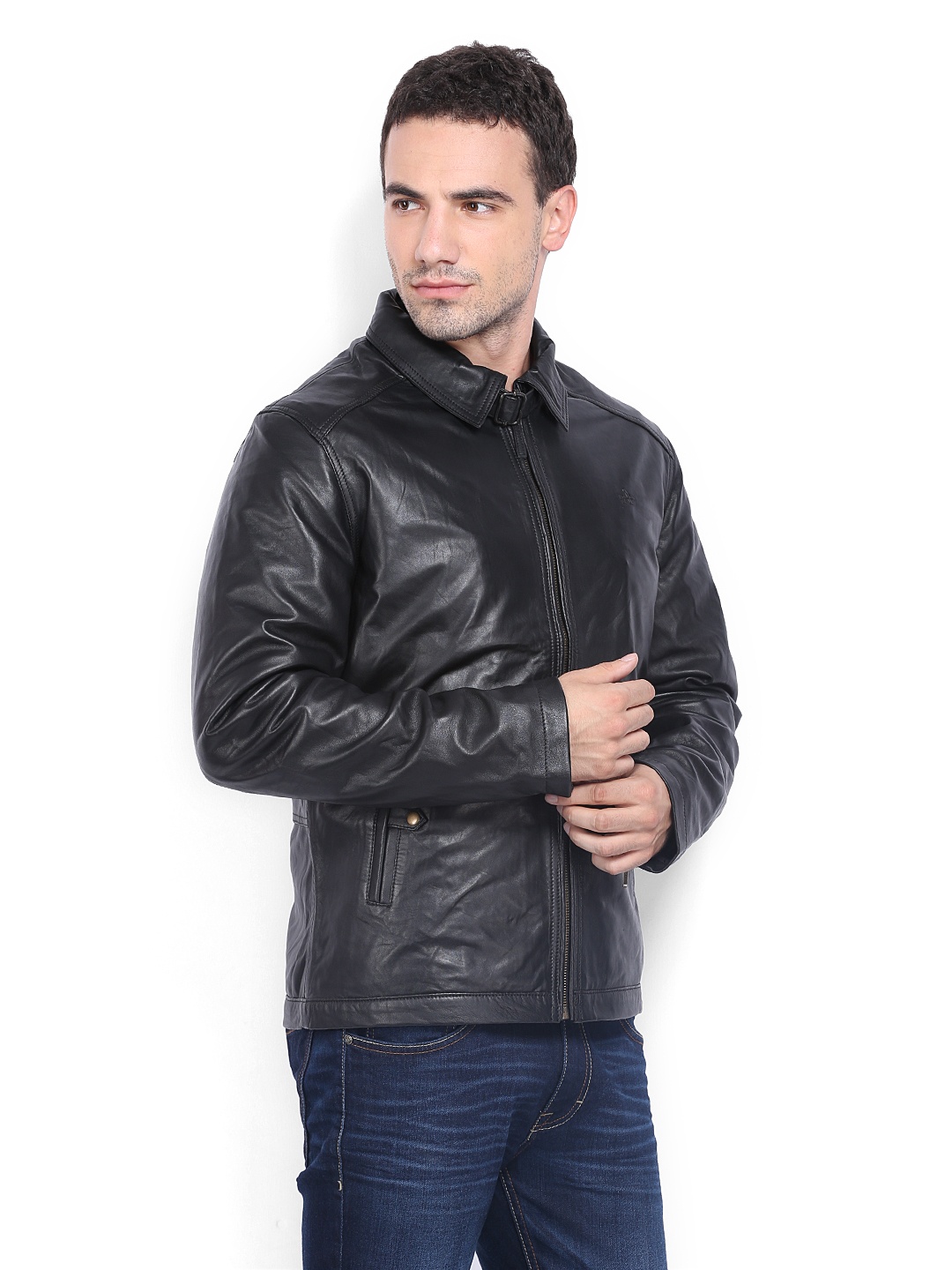 Arrow Sport Men Black Leather Jacket Jackets For Myntra