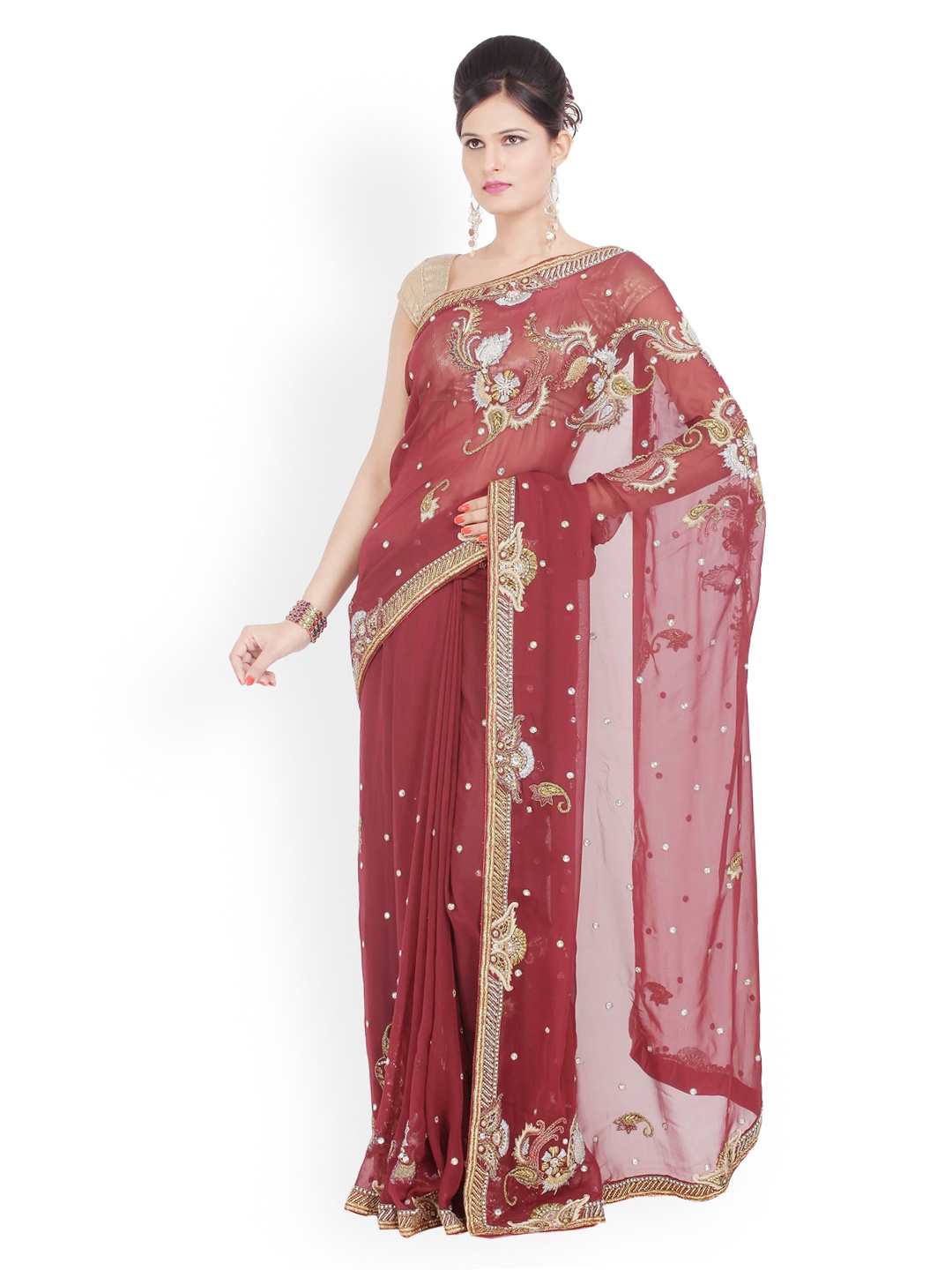 Chhabra 555 Red Georgette Fashion Saree