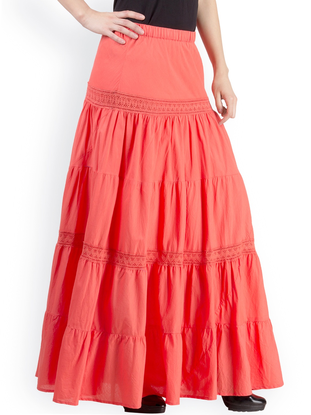 coral maxi skirt