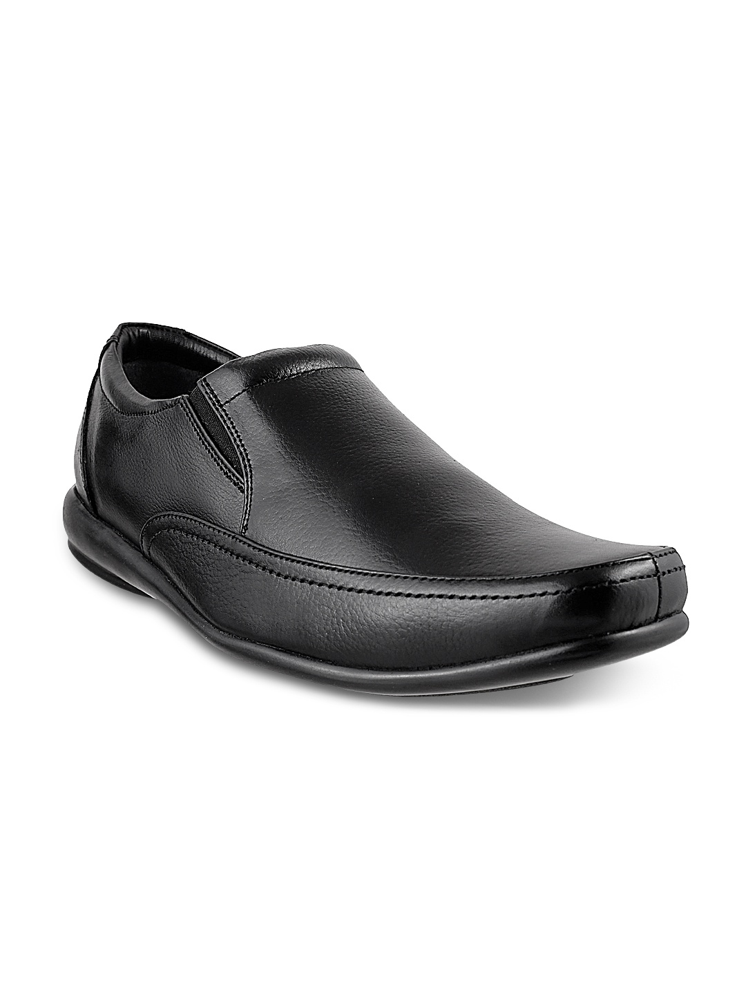 Mochi Men Leather Formal Shoes, Black