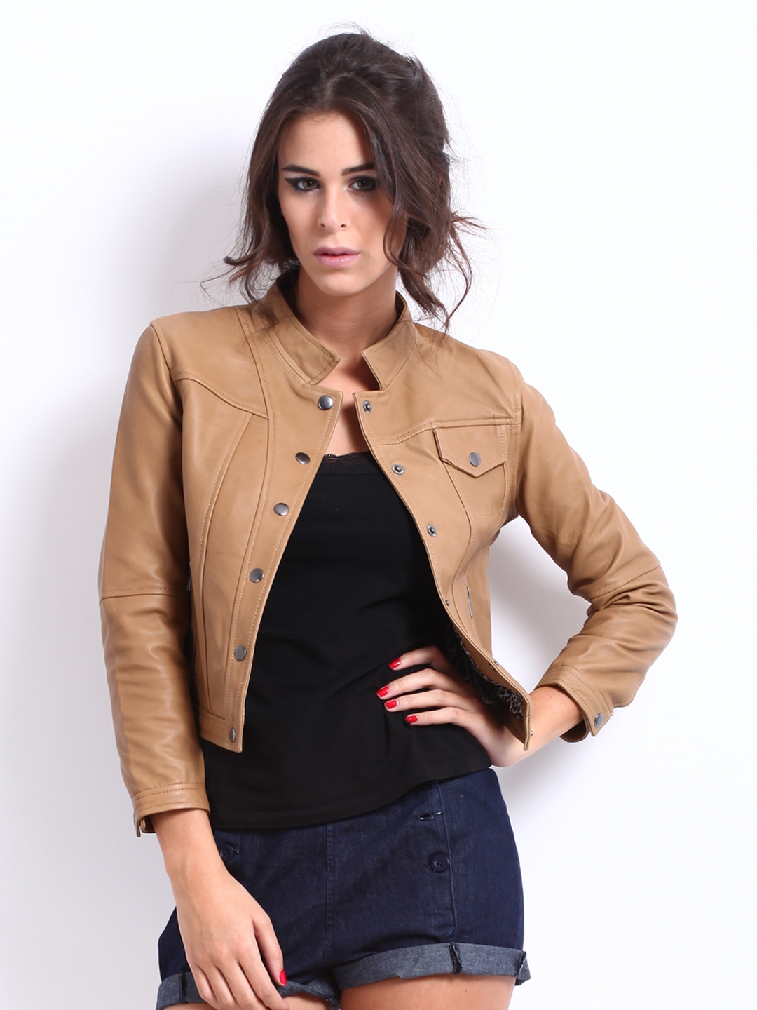 Buy The Vanca Women Brown Leather Jacket 1445373 for women online ...