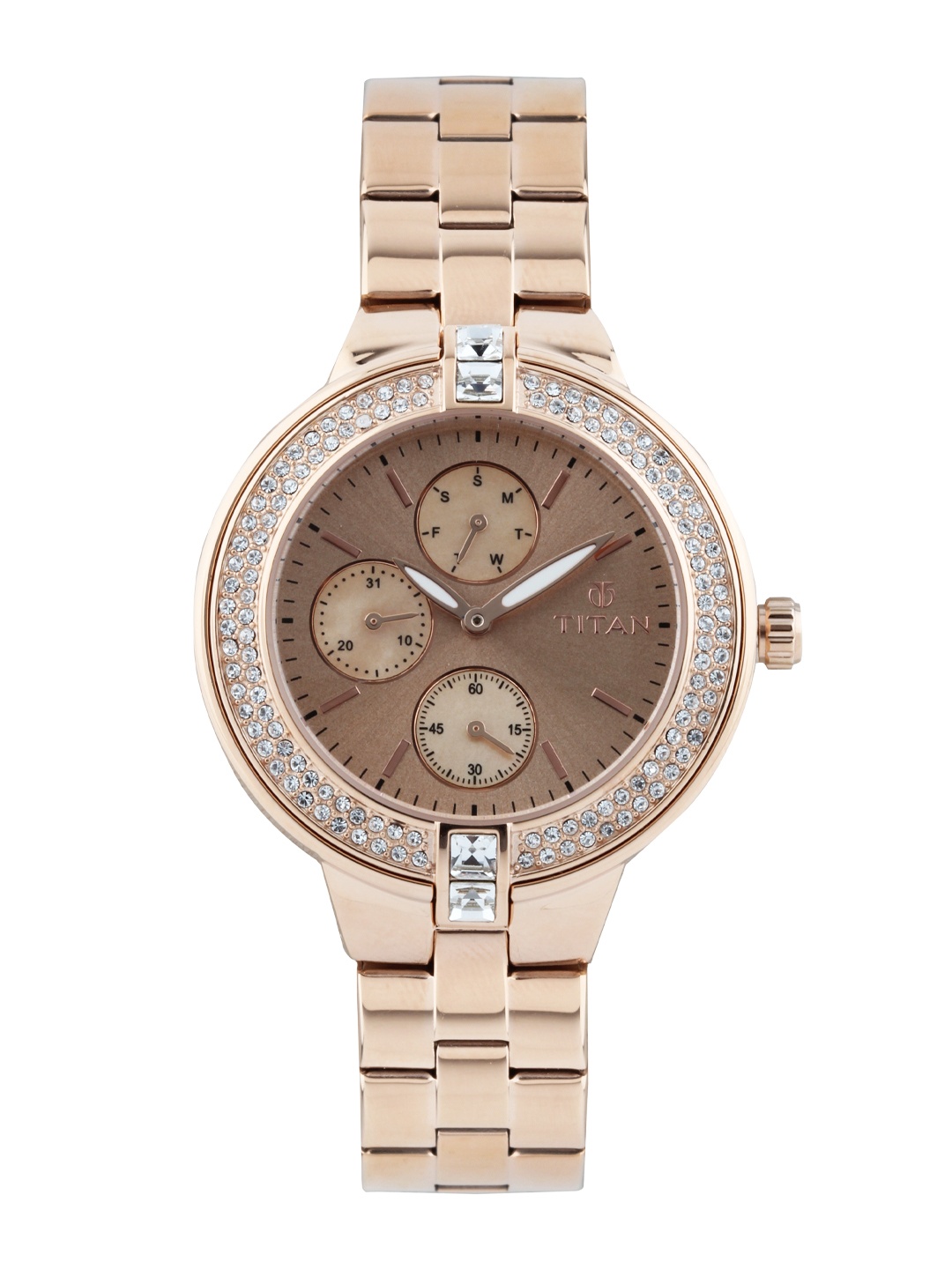 titan automatic watch rose gold