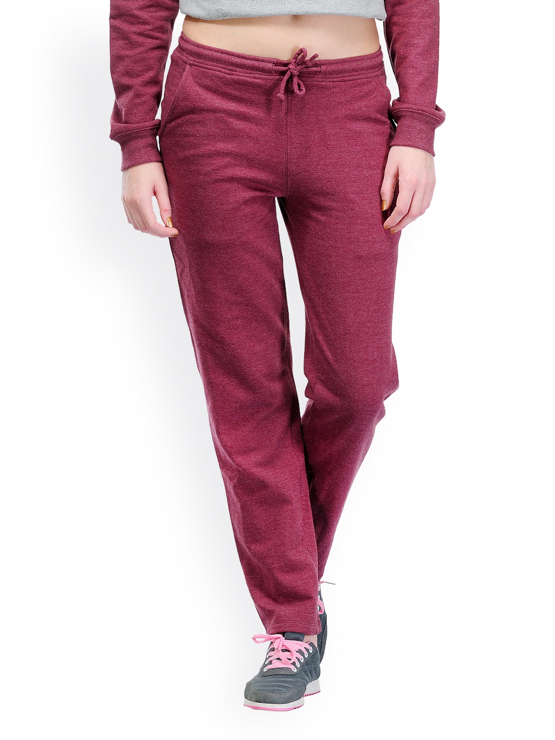 maroon track pants