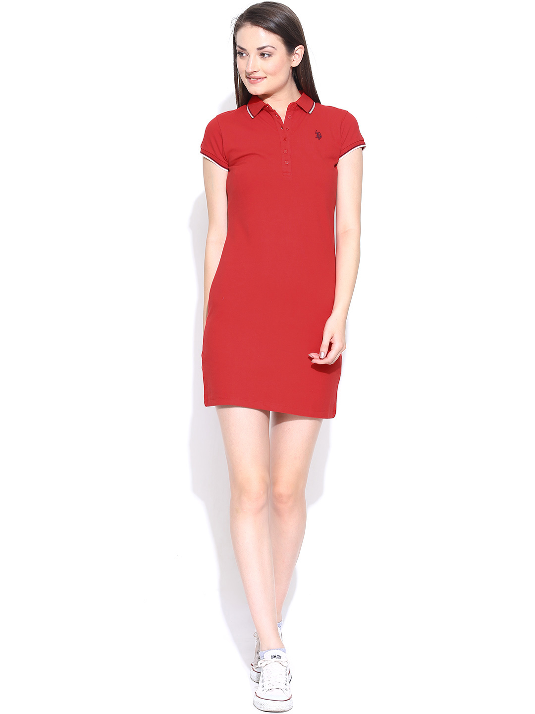 Buy U.S. Polo Assn. Women Red T Shirt Dress - Dresses for Women ...
