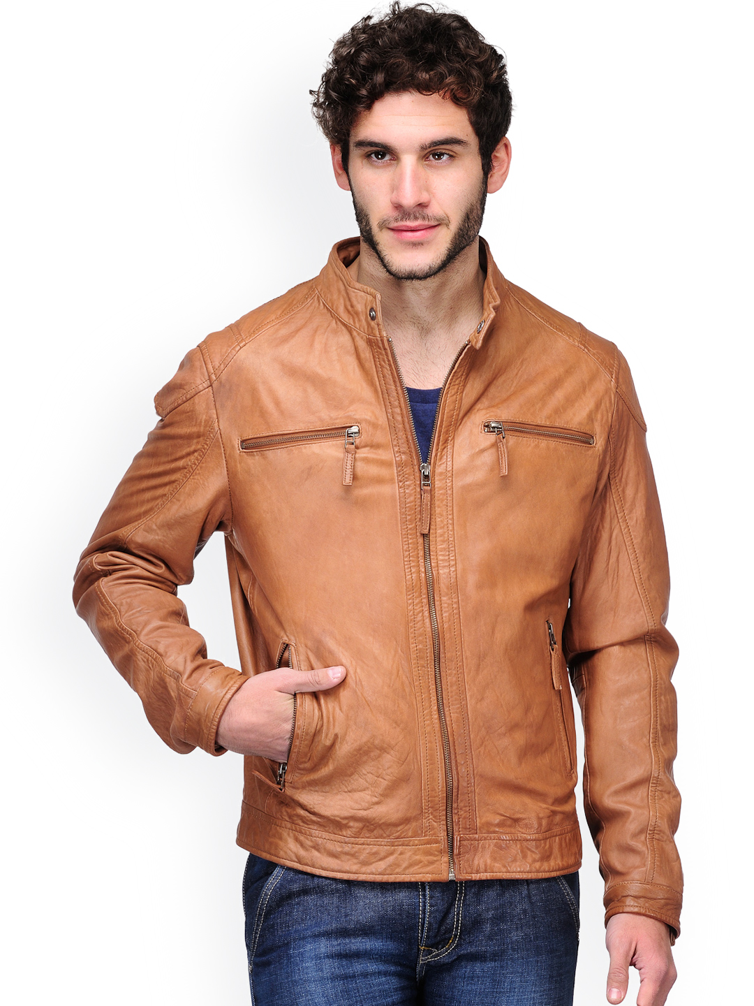 Light Brown Leather Jacket Men - Jacket