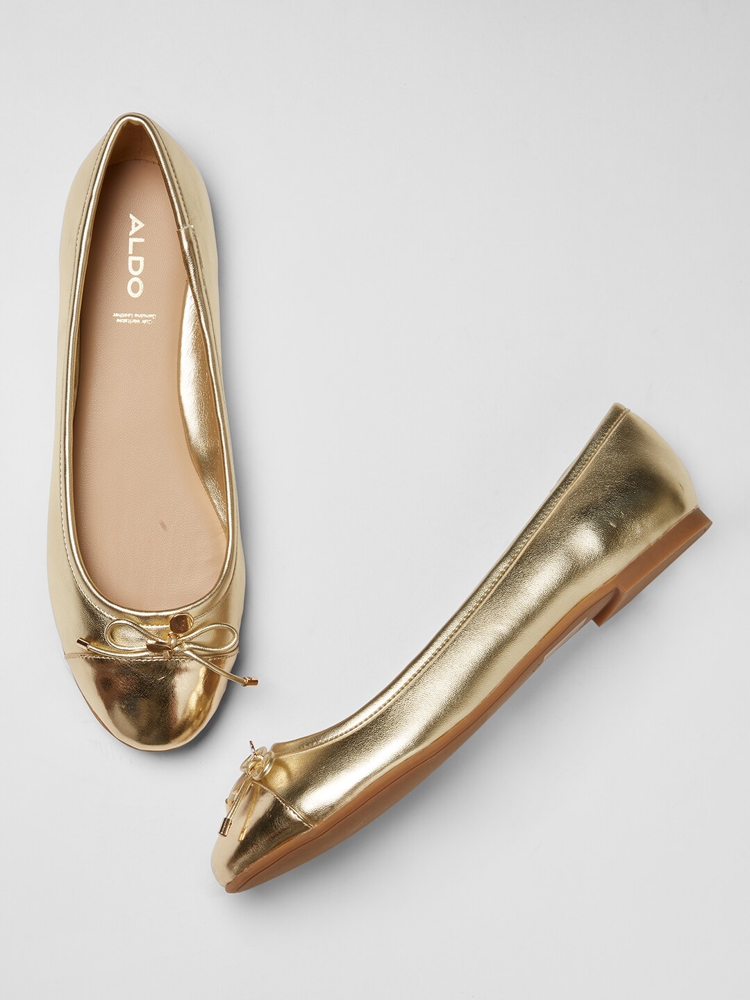 Buy ALDO Women Gold Toned Solid Ballerinas Flats For Women 11714176
