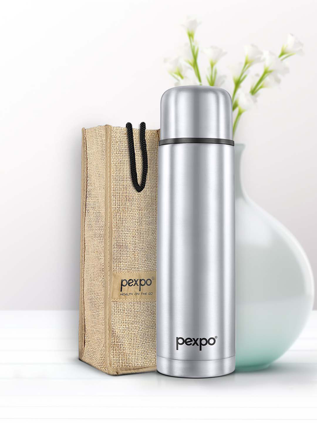 Buy Pexpo Flamingo Silver Toned Isi Certified Thermosteel Hot Flask Water Bottle Ml Water