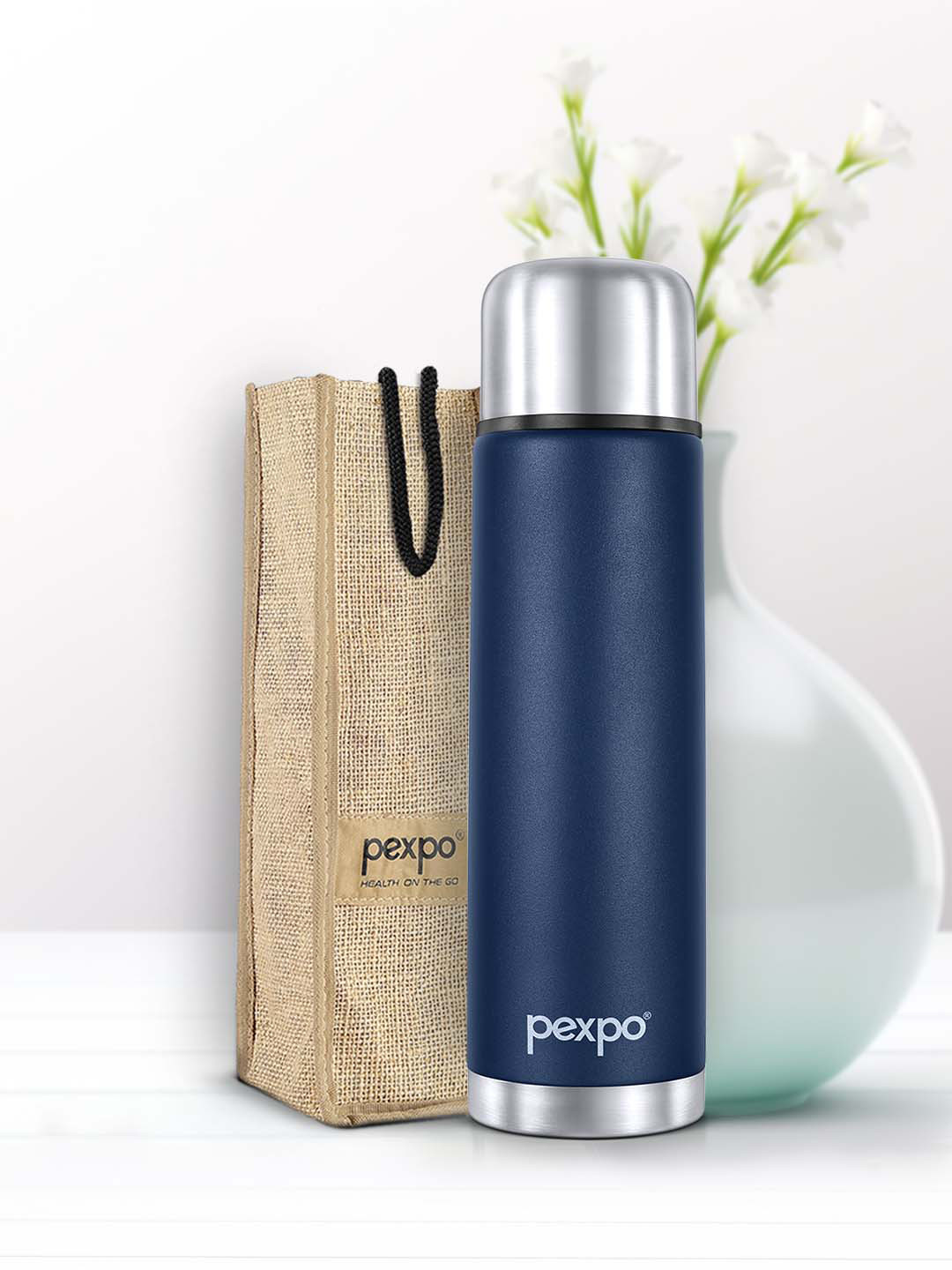 Buy Pexpo Flamingo Blue Isi Certified Thermosteel Hot Cold Insulated Water Bottle L Water