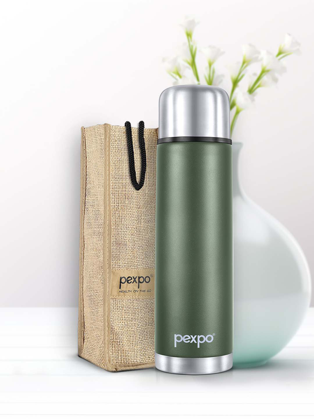 Buy Pexpo Flamingo Green Thermosteel ISI Certified Hot Military Flask Water Bottle Ml