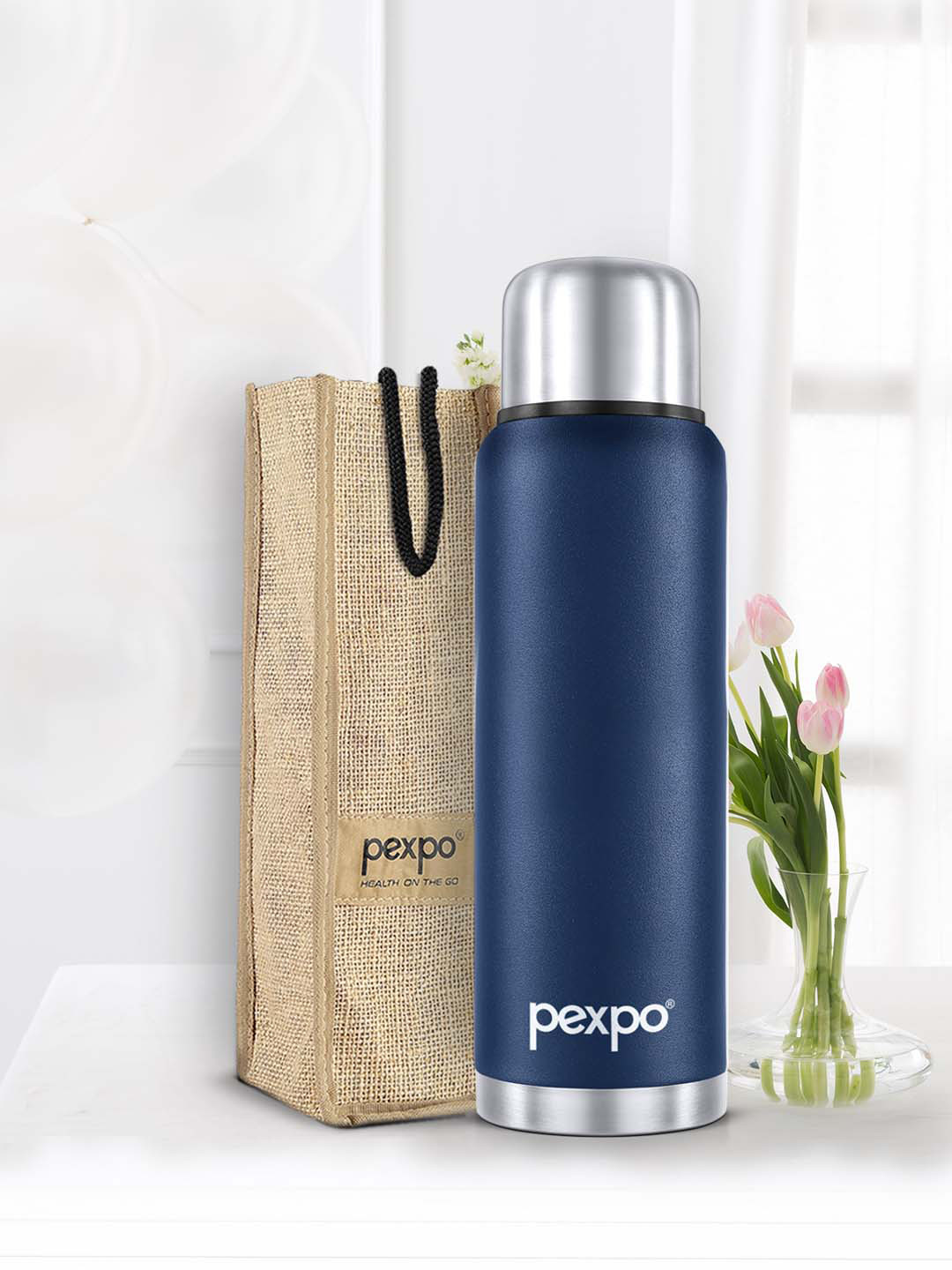 Buy Pexpo Denim Blue FLAMINGO ISI Certified Thermosteel Hot And Cold