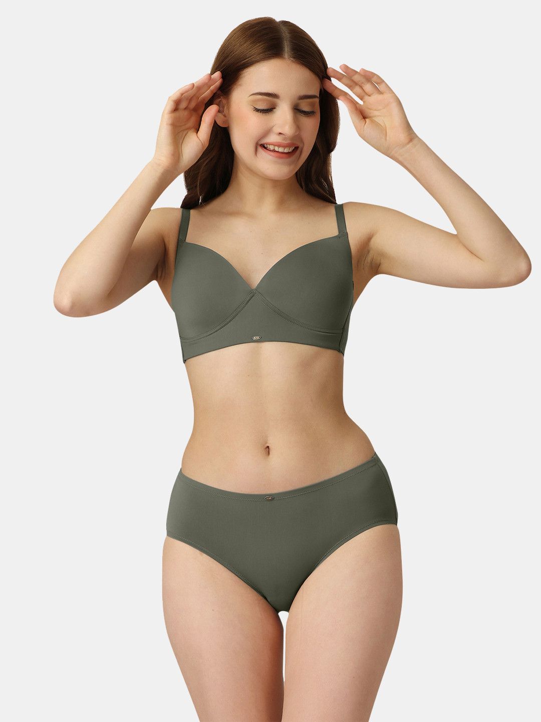 Buy Soie Full Coverage Padded Non Wired Bra And High Rise Full Coverage Brief Lingerie Set