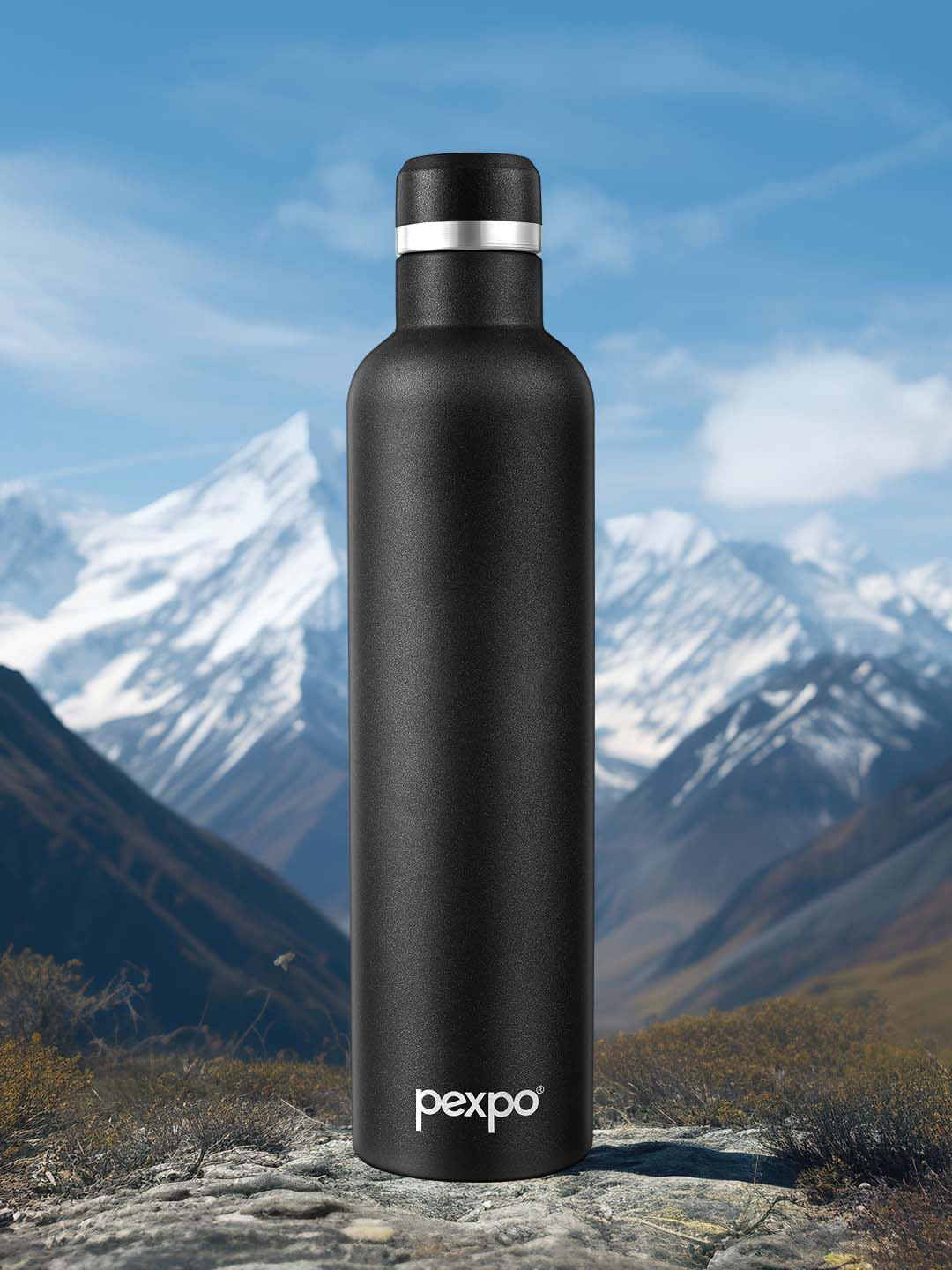 Buy Pexpo Oreo Black Thermosteel ISI Certified 24 Hrs Hot Vacuum Flask Water Bottle 1000ml