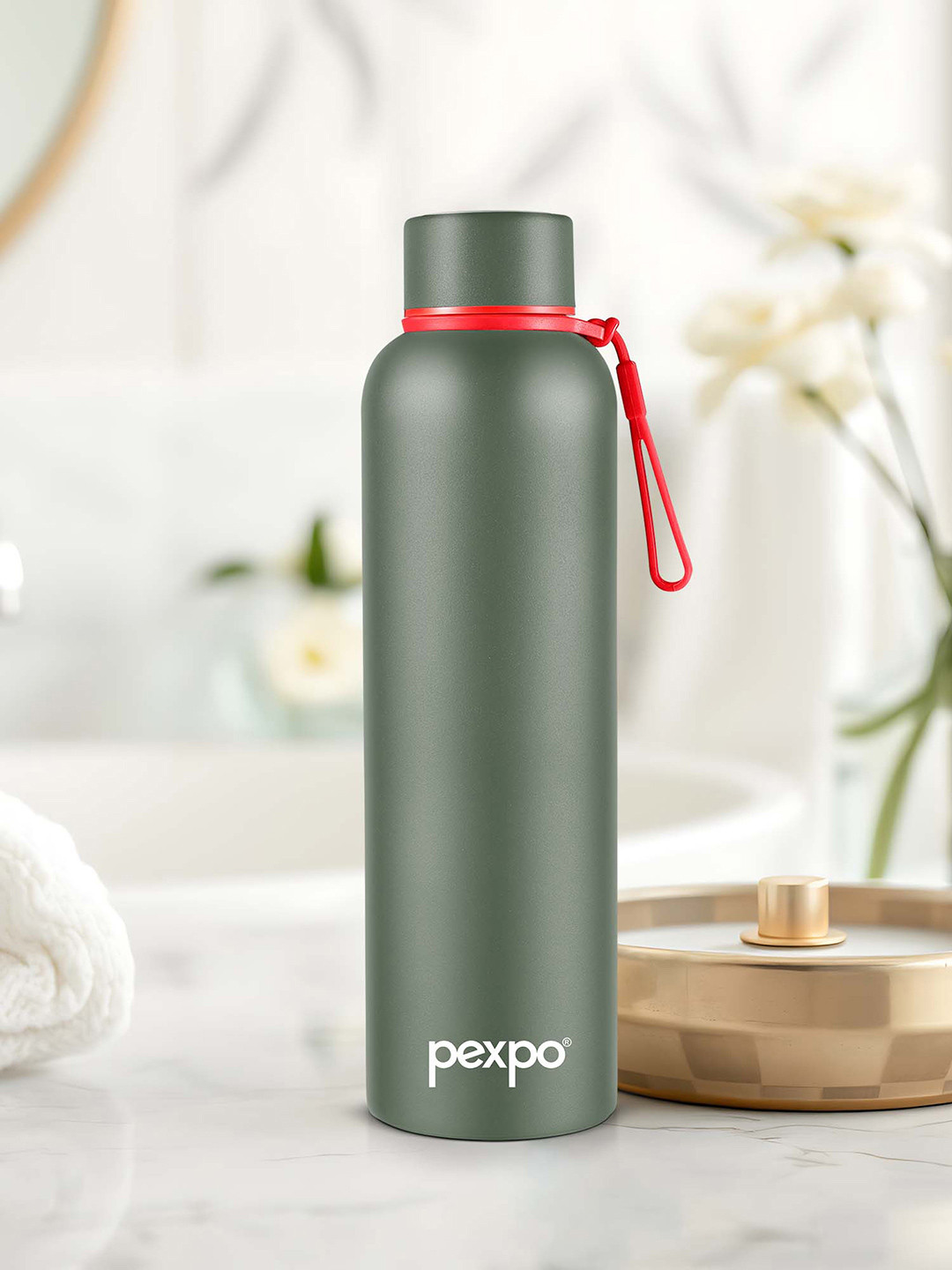 Buy Pexpo Bravo Green Isi Certified Thermosteel Hot Cold Military Flask Water Bottle Ml