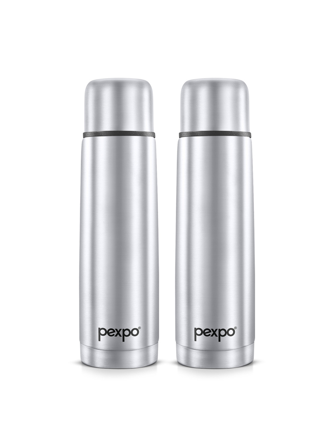 Buy Pexpo Flexo Silver Toned 2 Pieces Double Wall Thermosteel Hot Flask Water Bottle 350 Ml