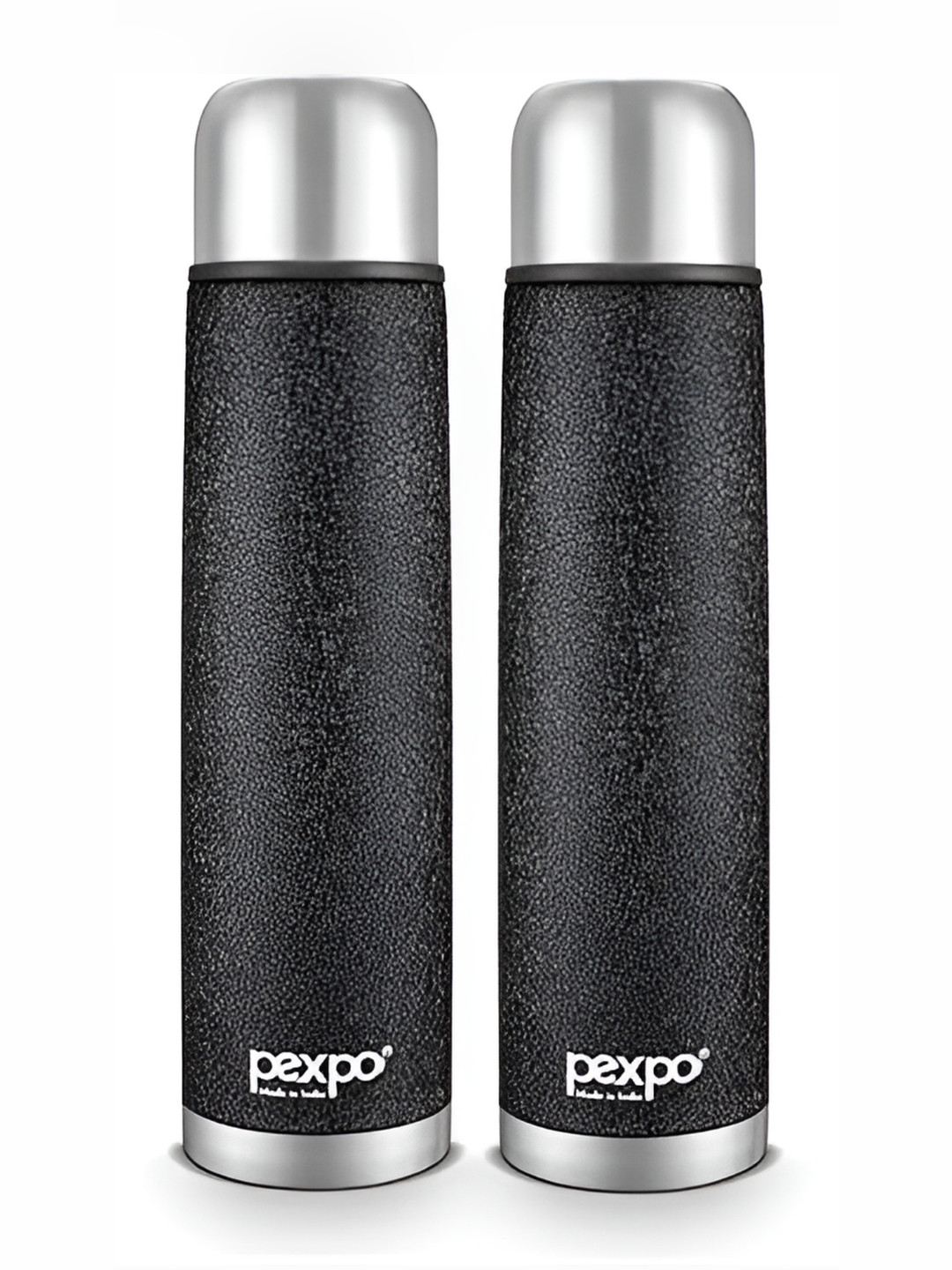 Buy Pexpo Flamingo Black 2Pcs ISI Certified Thermosteel Hot Cold Insulated Water Bottle 1L