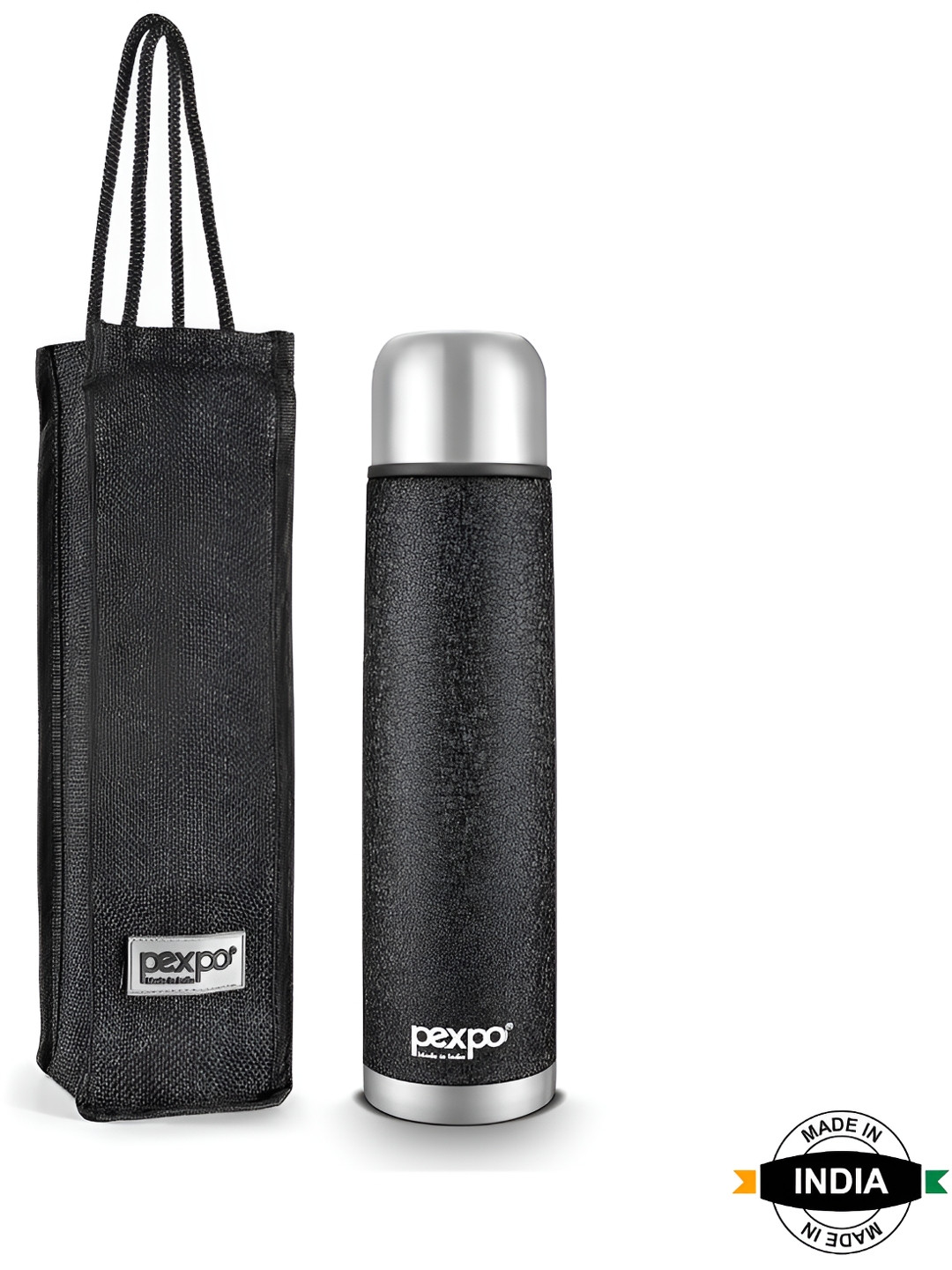Buy Pexpo Flexo Black Thermosteel ISI Certified Hot Flask Insulated Water Bottle Bag Ml