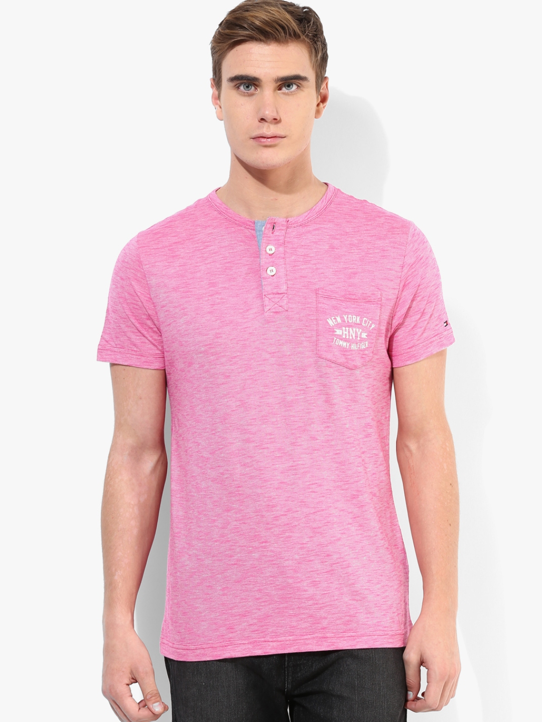 Buy Pink Henley T Shirt Tshirts For Men 8228123 Myntra