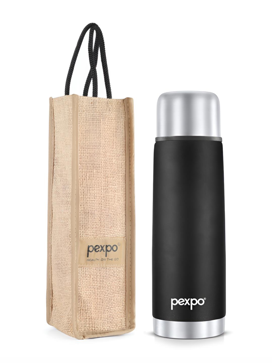 Buy Pexpo Flexo Black ISI Certified Thermosteel Hot And Cold Knight Flask Water Bottle 500 Ml