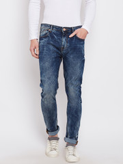 United Colors of Benetton Men Blue Carrot Fit Mid-Rise Clean Look Jeans