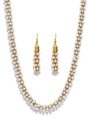 Zaveri Pearls White & Gold-Toned Beaded Jewellery Set