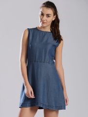 HRX by Hrithik Roshan Blue Denim A-Line Dress