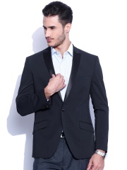 SUITLTD Black Single-Breasted Slim Tuxedo Blazer