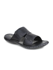 Red Tape Men Black Leather Sandals