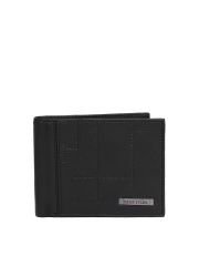 United Colors of Benetton Men Black Genuine Leather Engraved Wallet
