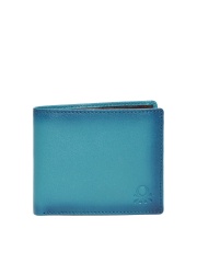 United Colors of Benetton Men Teal Green Genuine Leather Wallet