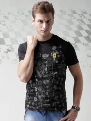 Ferrari Black All Over Engine Print T-shirt