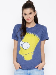 Simpsons Women Blue Printed Round Neck T-shirt