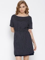 United Colors of Benetton Navy Polka Dot Print A-Line Dress
