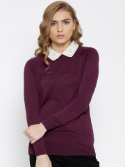 United Colors of Benetton Burgundy Winter Top with Detachable Collar