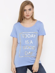 Vero Moda Women Blue Printed T-shirt