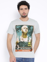 Eminem by Free Authority Men Light Grey Printed T-shirt
