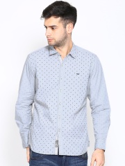 Lee Men Grey Printed Slim Fit Casual Shirt