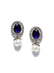 Zaveri Pearls Blue Gold-Plated Drop Earrings
