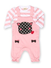 FS Mini Klub Infant Girls Pink & White Dungarees with T-shirt