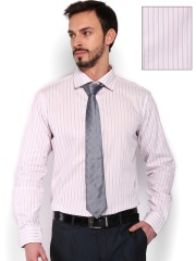 Tie Rack London Men White & Pink Striped Slim Fit Formal Shirt & Tie Set