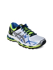 ASICS Women White & Neon Green Gel-Kayano 21 Running Shoes