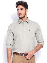 Burnt Umber Men Grey Slim Fit Smart Casual Shirt