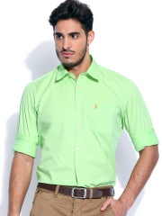 Burnt Umber Men Pistachio Green Slim Fit Smart Casual Shirt