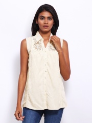 AND by Anita Dongre Women Beige Lace Top