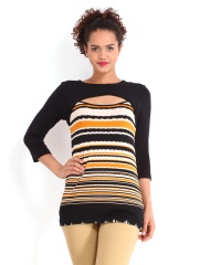 AND by Anita Dongre Women Black & Off-White Printed Tunic