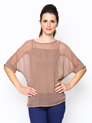 AND by Anita Dongre Women Taupe Sheer Top